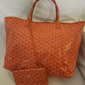 Goyard Paris Saint Louis GM Tote Coated Canvas w/ Pochette Coin Purse Orange